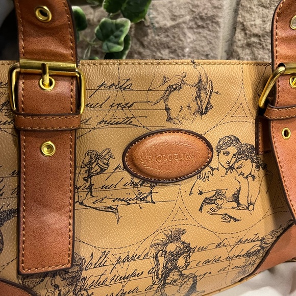 Paolo Bag - beige and brown with illustration. - Picture 2 of 3